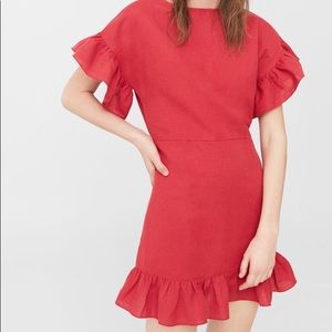 Ruffled red mini mango dress M